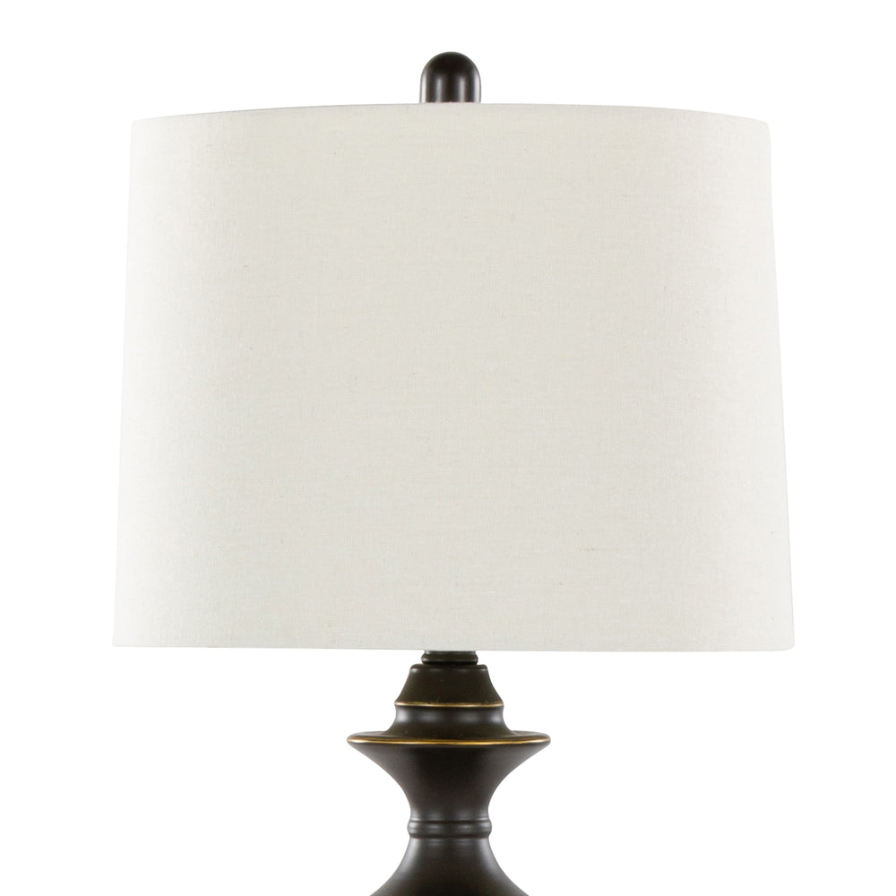 English Elm Montgomery 29" Contemporary Oil Rubbed Bronze Table Lamp Set of 2 with Off-White Linen Shades, Drum B202P224107
