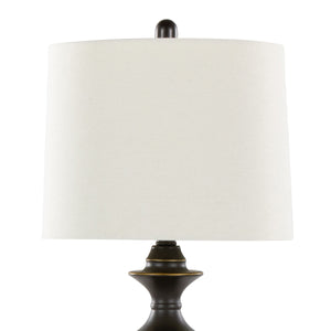 English Elm Montgomery 29" Contemporary Oil Rubbed Bronze Table Lamp Set of 2 with Off-White Linen Shades, Drum B202P224107