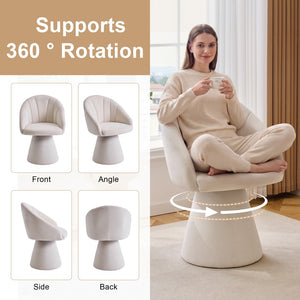 English Elm 068-chenille Swivel Accent Armchair Sculptural Curved Back Upholstered Living Room Seat Beige W527P438692