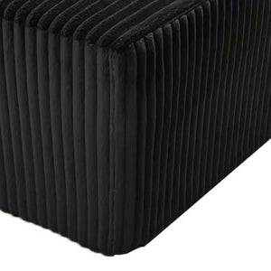 English Elm Full Corduroy Double Chaise Loveseat Foam Plush Seating for Bohemian Living Rooms Black B2748S00055