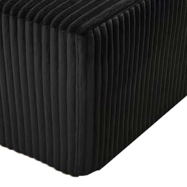 English Elm Full Corduroy Double Chaise Loveseat Foam Plush Seating for Bohemian Living Rooms Black B2748S00055