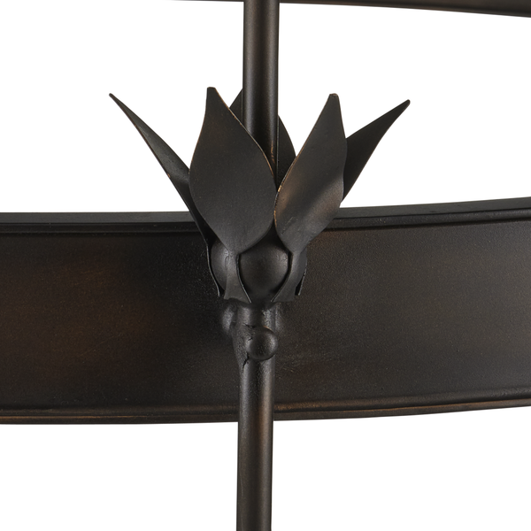 Coterie Bronze Chandelier: Elegant Wrought Iron Design with Warm Gold Shades & Adjustable Height Features