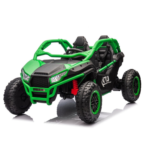 English Elm 24v Two Seater Kids Utv with Parental Remote Dual Motors Four Wheel Suspension Led Green W1578P198435