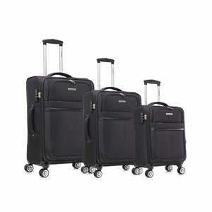 English Elm 3-piece Soft Shell Luggage Set with Swivel Wheels Telescopic Handle and Password Lock Black T3292P343134