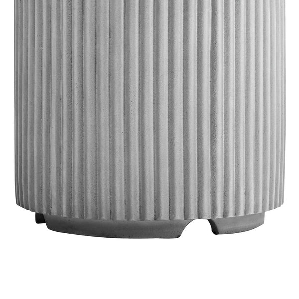 English Elm U_style Outdoor Mgo Propane Tank Cover Round Patio Side Table Fluted Stone Finish Gray N711P410569E