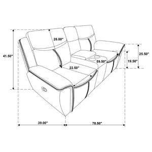 English Elm Stanwicke Blue Motion Reclining Loveseat With Console - Stylish Comfort, Cupholders & Storage Space B062P354056-GIGA