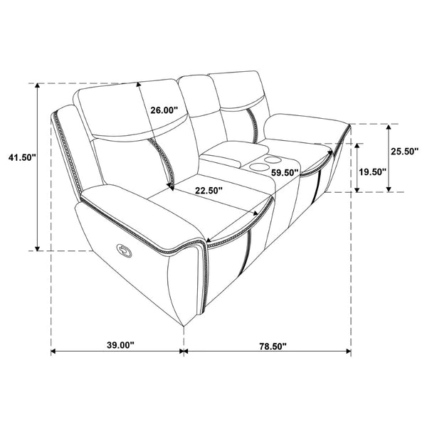English Elm Stanwicke Blue Motion Reclining Loveseat With Console - Stylish Comfort, Cupholders & Storage Space B062P354056-GIGA