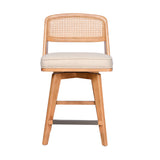 INK+IVY Micah Mid-Century Woven Rattan Back Swivel Counter Stool II104-0576 Natural