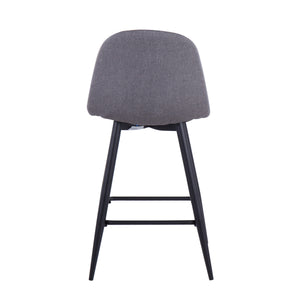 English Elm Pebble Mid-Century Modern Counter Stool Set of 2 with Upholstered Seat, Black Metal Tapered Legs, Sleek Design Charcoal B202P221750