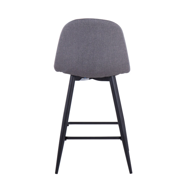 English Elm Pebble Mid-Century Modern Counter Stool Set of 2 with Upholstered Seat, Black Metal Tapered Legs, Sleek Design Charcoal B202P221750
