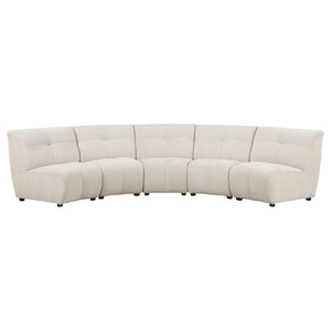 English Elm Oliver Five Piece Modular Sectional with Tufted Ivory Fabric for Open Living Spaces B062S01461
