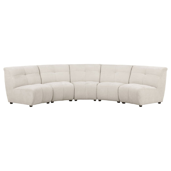 English Elm Oliver Five Piece Modular Sectional with Tufted Ivory Fabric for Open Living Spaces B062S01461