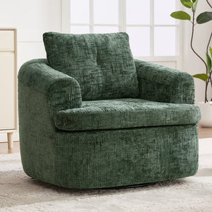 English Elm 360° Swivel Sofa Chair with Dual-Layer Cushion, Tufted Back & Iron Base for Living Room Comfort Green N719P351870F