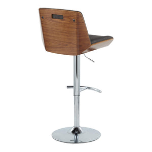 English Elm Adjustable Swivel Barstools Mid Century Walnut Chrome Charcoal Fabric Set of 2 B202S02173