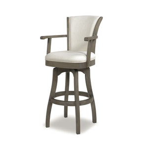 English Elm Jennifer Taylor Home - Williams 31" Elegant Swivel Bar Stool With Armrests, Natural White Linen For Timeless Comfort B2719P238367