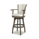 English Elm Williams 31In Swivel Bar Stool With Armrests, Natural White Linen