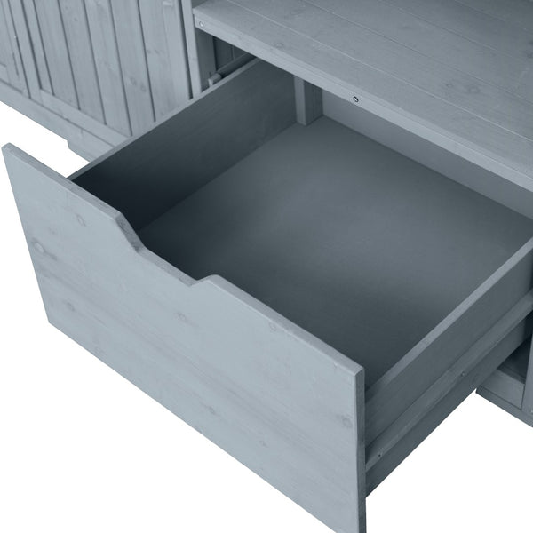 English Elm K&k 80.5 Inch Outdoor Kitchen Island Solid Fir Wood Stainless Steel Grill Cart Station Grey+Blue N707P392140G