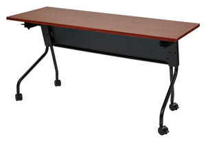 OSP Home Furnishings 5' Flip Top Nesting Training Table with Locking Casters for Classrooms and Offices Cherry Black 84225BC