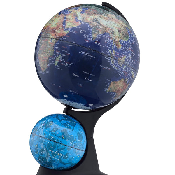 English Elm 17.5" Illuminated World and Constellation Globe Set with Led Acrylic Base for Study B072116021