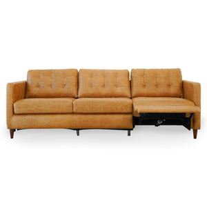 English Elm Ashcroft Furniture - Christopher Tan Leather Electric Reclining Sofa Left-Facing | Full Grain, Pet-Friendly, Power Footrest B183P301060