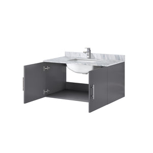 English Elm Dark Grey Bath Vanity With Cultured Marble Top, Chrome Faucet, Soft-Close Drawers & Ample Storage B2731P258609