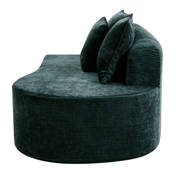 English Elm 138.6" Curved Modular Sectional Sofa Low Profile High Density Foam Living Room Lounge Dark Green N767P366006D
