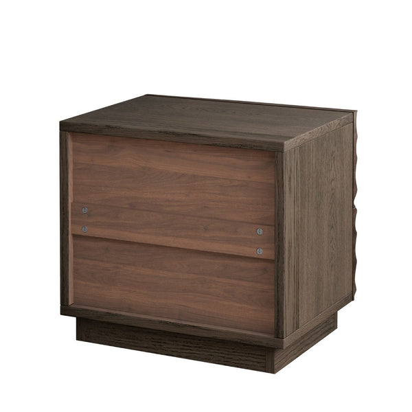 English Elm Farmhouse Nightstand Pine Wood Four Drawer Storage with Pull Out Tray Gourd Legs Brown W1716P390991