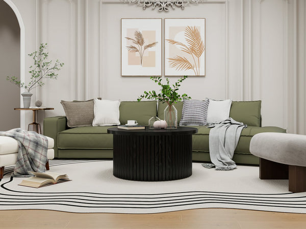 English Elm Coffee Table - Modern Round Accent Table With Flip-Top Storage For Stylish Living Room Spaces W688P248118