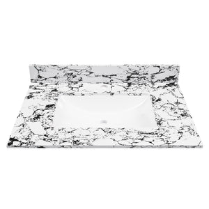 English Elm 31"X22" Bathroom Vanity Top With Undermount Ceramic Sink, Backsplash & Durable Panda White Finish W509P362103