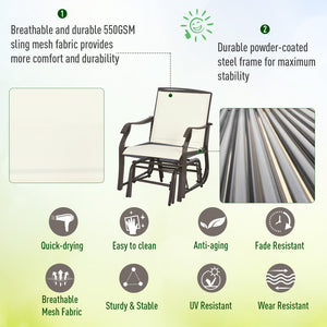 English Elm Outsunny 3-Piece Outdoor Glider Set: 2 Stylish Rocking Chairs & Glass Table For Patios & Gardens W2225P217096-GIGA