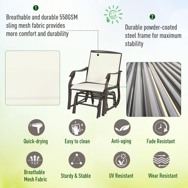 English Elm Outsunny 3-Piece Outdoor Glider Set: 2 Stylish Rocking Chairs & Glass Table For Patios & Gardens W2225P217096-GIGA