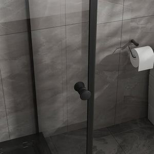 English Elm Goodyo Frameless Corner Shower Stall Tempered Glass Pivot Door with Matte Black Hardware W1223S00039