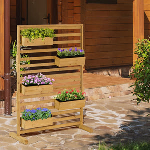 English Elm Outsunny Wooden Vertical Plant Trellis Stand With 5 Tiers Of Planter Boxes For Outdoor Spaces W2225P217233-GIGA