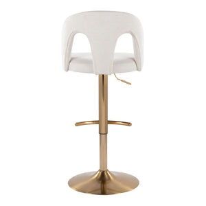 English Elm Adjustable Swivel Barstools Set of 2 White Fabric Padded Seats Chrome Base B202S01950