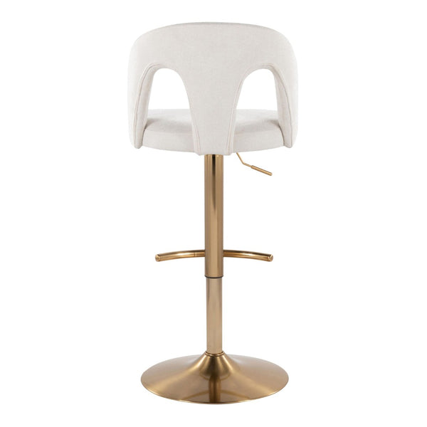 English Elm Adjustable Swivel Barstools Set of 2 White Fabric Padded Seats Chrome Base B202S01950