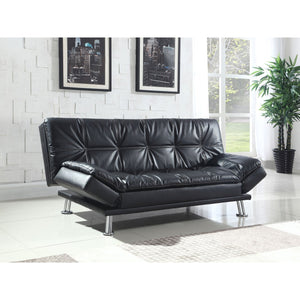 English Elm Larkin Black Leatherette Sofa Bed with Chrome Legs, Geometric Stitching, Modern Convertible Comfort B062P357807