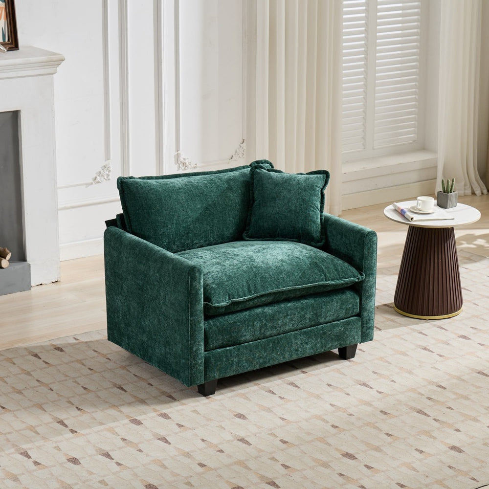 English Elm Cloud Modular Sectional Seat Chenille Upholstered Lounge Sofa for Living Room Apartment Green W1143P310506