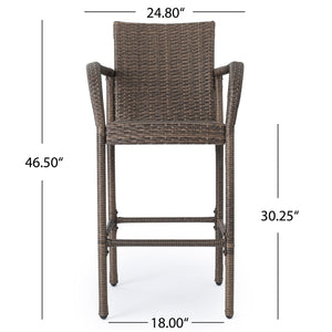 English Elm Christopher Knight Home® - Littleton Barstools Set Of 2 - Modern Wrapped-Wicker Style With Durable Iron Frame For Outdoors 57113.00MCA