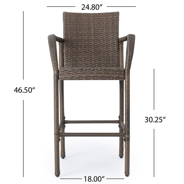 English Elm Christopher Knight Home® - Littleton Barstools Set Of 2 - Modern Wrapped-Wicker Style With Durable Iron Frame For Outdoors 57113.00MCA