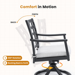 English Elm Modern Cast Aluminum 2Pc Outdoor Swivel Rockers With Sunbrella Cushions For Stylish Comfort & Durability W1886P272352