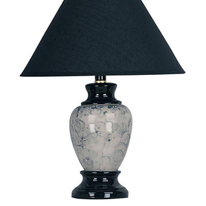 English Elm 13" Elegant Urn-Shaped Ceramic Table Lamp With Black Marble Finish & Burgundy Linen Shade For Cozy Ambiance B072116108
