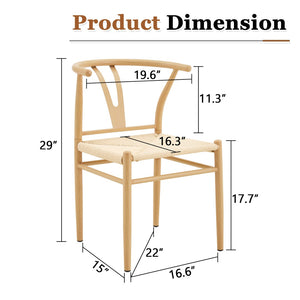English Elm Table and Chair Set Round Stone Look Top with Six Wishbone Iron Dining Chairs W2920S00154