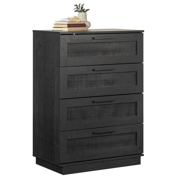 English Elm 4-Drawer Chest In Sleek Black Finish - Stylish Storage Solution For Bedrooms & Living Areas, Easy Assembly B356P402759