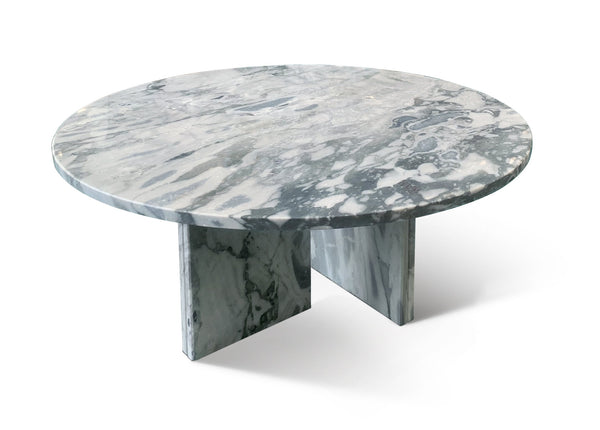 English Elm Blue Gray Marble Coffee Table Set - Elegant Natural Stone Design For Living Room, 27.6 & 17.7 Inch W1696P262766