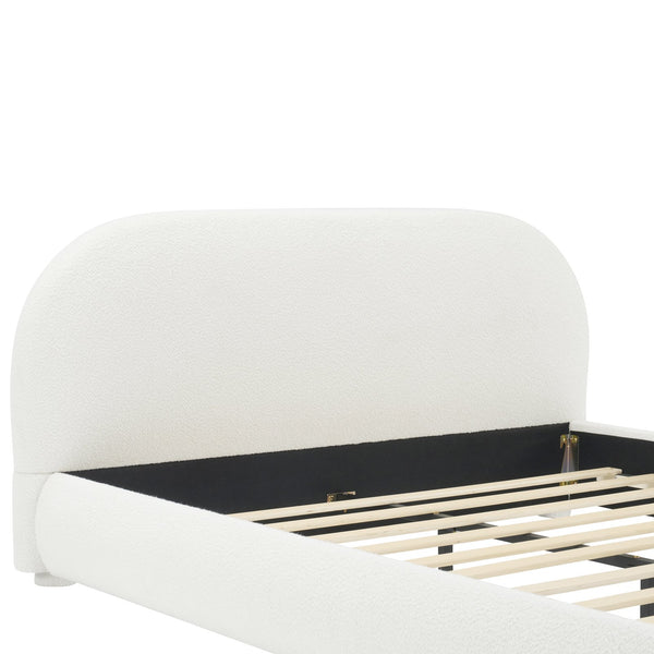 English Elm Christopher Knight Home® - Cream Granular Fabric Upholstered Bed with Curved Headboard, 800lb Capacity, Modern Warm Queen Elegance N769Q347972W