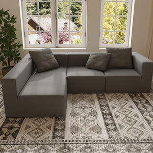 English Elm L Shaped Modular Sectional Sofa - 110" Corduroy Comfort With Movable Ottoman For Stylish Living Spaces W3670S00002