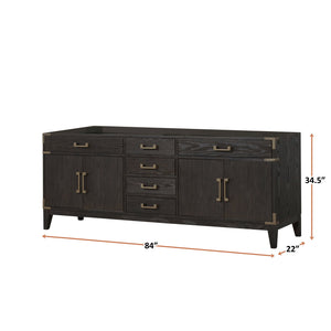 English Elm Brown Oak Double Bath Vanity - 84" Wide, Stylish Storage Solution With Soft-Close Hardware & Elegance B2731P259956