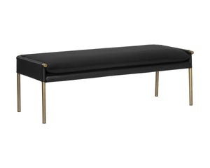 Sunpan Bellevue Upholstered Bench with Antique Brass Frame - Stylish, Unique Textures for Modern Spaces Abbington Black / Bravo Black