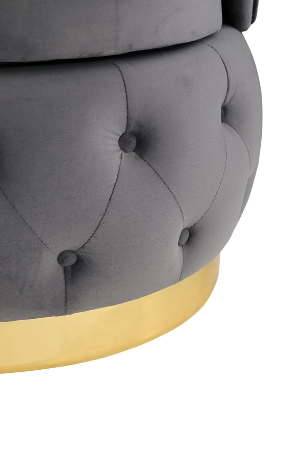 English Elm 360 Degree Swivel Cuddle Barrel Accent Storage Chairs Plush Velvet Round Armchair with Hidden Storage and Luxurious Comfort Gray W1420P198928