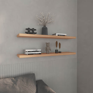 English Elm Floating Shelves - Minimalist 2-Shelf Design In Versatile Beige Pine Look For Stylish Home Storage B097P250909